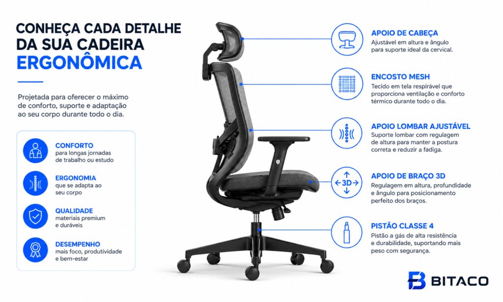 o que olhar numa cadeira de escritório ergonômica