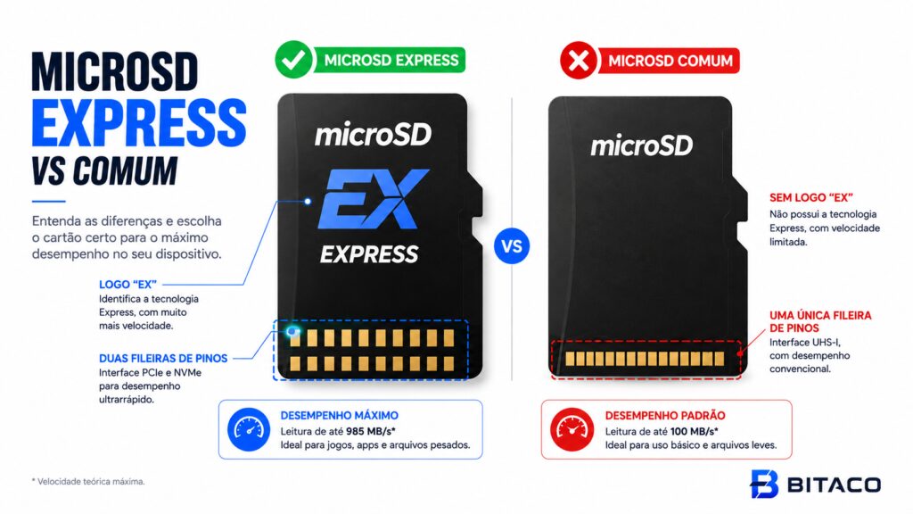 como identificar um cartão microSD Express pelo logo EX